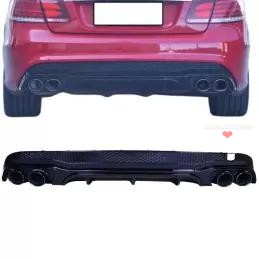 Gloss Black Rear Diffuser with Round Tailpipes for Mercedes E Coupé C207 2013-2017