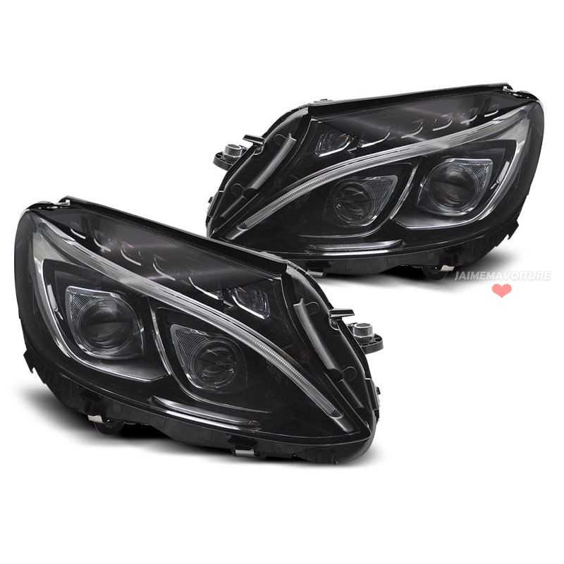 Black LED headlights for Mercedes C-Class W205 2014-2018