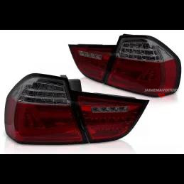 Dynamic LED tail lights with indicators for BMW 3 Series E90 LCI smoked red