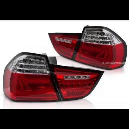 Dynamic LED tail lights with indicators for BMW 3 Series E90 LCI - Red White