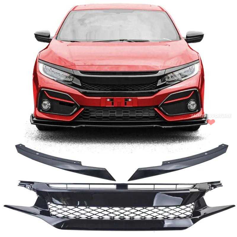 No Logo Black Type R-grill för Honda Civic FK 2016-2020