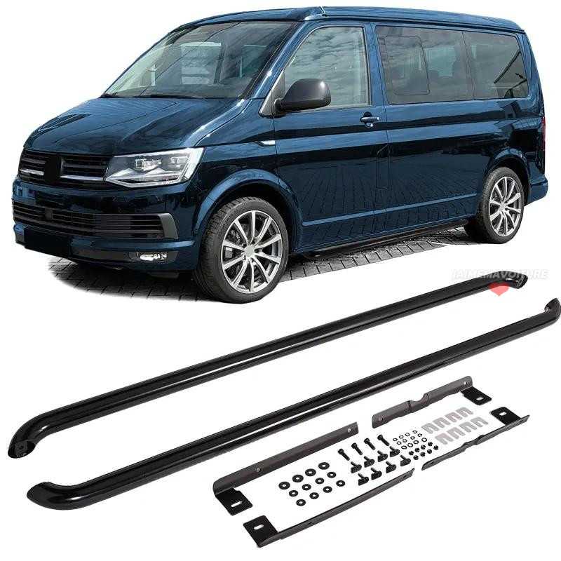 Peldaño de tubo negro para VW Transporter, Multivan T5, T6 T6.1