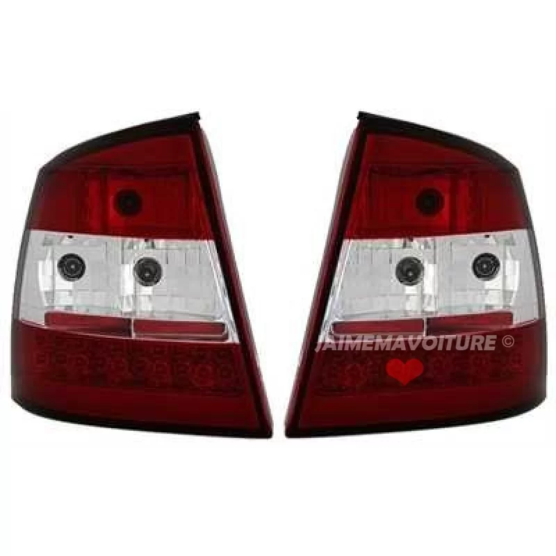 Opel Astra G Achterlichten kristal rood en wit