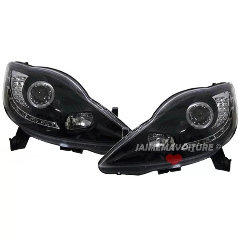 Scheinwerfer Angel eyes CCFL führte Peugeot 107 Led schwarz 5963 Fronten