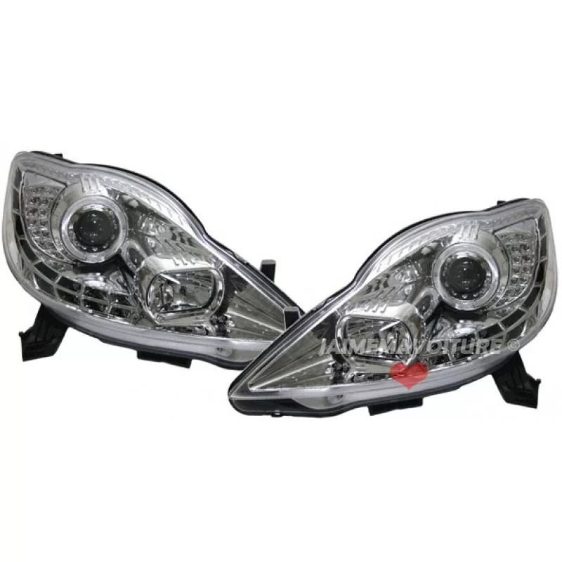 Faros Angel eyes frentes CCFL Led Peugeot 107 Led cromo