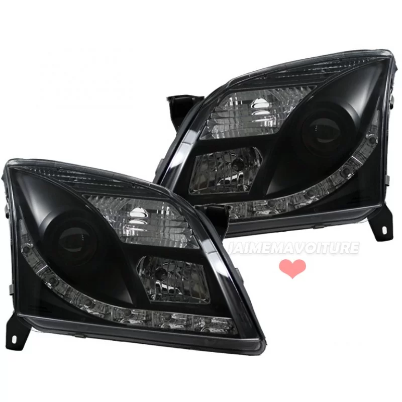 Opel Vectra C chrome tuning lights leds black front headlights