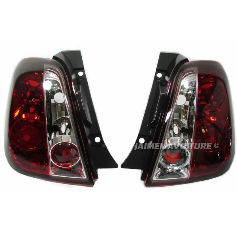 Taillights tuning Fiat 500 red white crystal