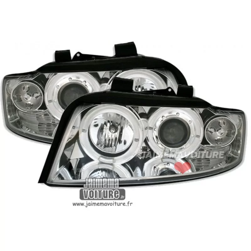 Angel eyes headlights Audi A4 B6 sonar chrome tuning